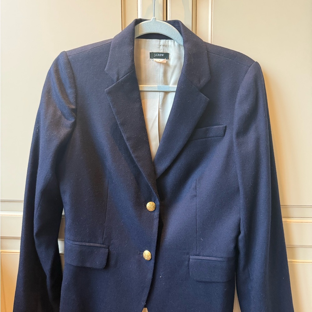 J. Crew Women's Deep Blue Blazer with Gold Buttons